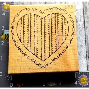 Alias Smith Rowe Lacy Heart X113 Rubber Stamp Wood #C10